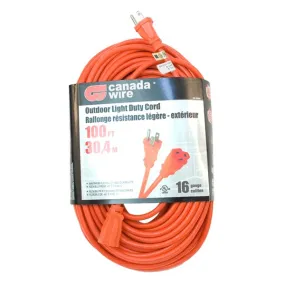 100' Outdoor Light Duty Extension Cord Orange 16/3