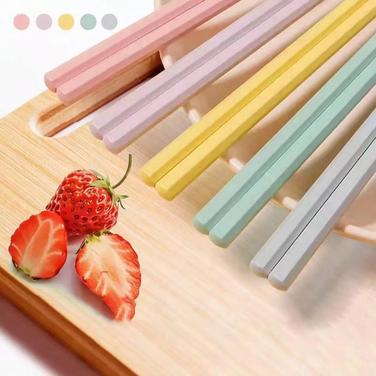 10pcs/5 Pairs Of Small And Fresh Colored Alloy Chopsticks For Household Utensils, Kitchen Non Slip Chopsticks