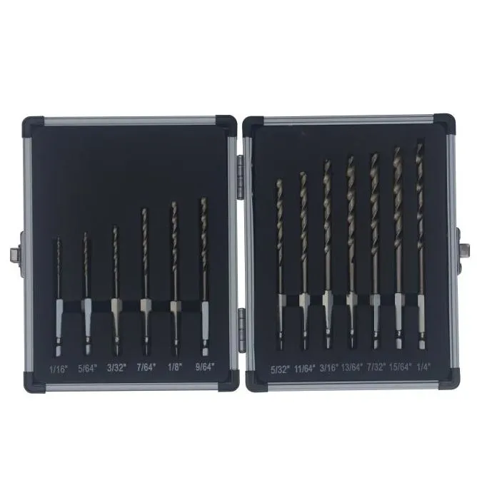 1/16" - 1/4" 13 Piece Cobalt Quick Change Hex Shank Drill Bit Set