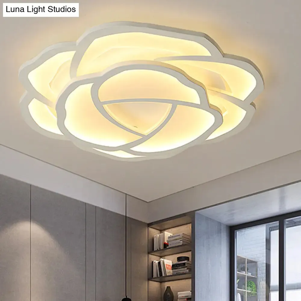 16.5"/20.5" Acrylic Flush Mount LED Flower Ceiling Lamp - Modern Style, White/Warm Light