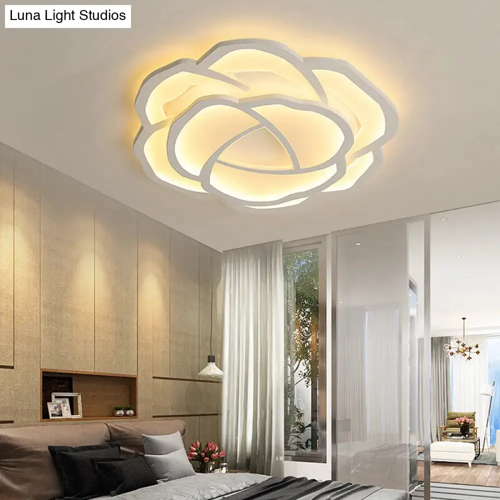 16.5"/20.5" Acrylic Flush Mount LED Flower Ceiling Lamp - Modern Style, White/Warm Light