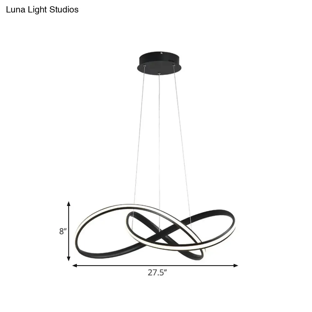 19.5"/27.5" Simple LED Down Lighting in Black Twisted Chandelier with Metal Shade - Warm/White Light