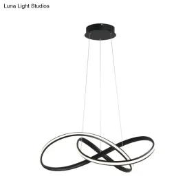 19.5"/27.5" Simple LED Down Lighting in Black Twisted Chandelier with Metal Shade - Warm/White Light