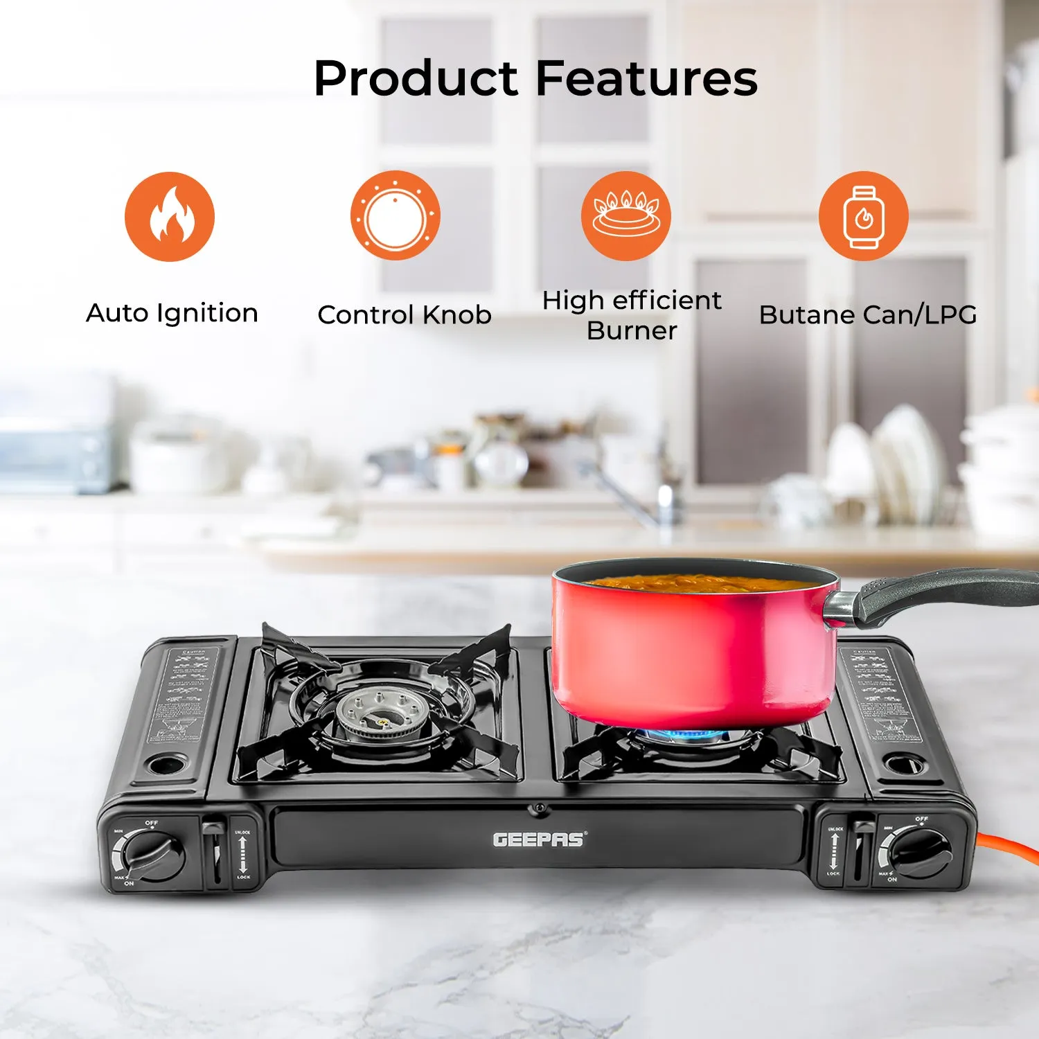 2-In-1 Lightweight Portable Double Burner Gas Stove