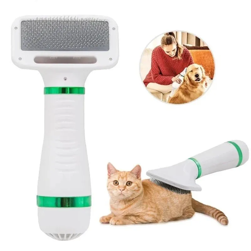 2 in 1 Portable Pet Hair Dryer - Pet Grooming Cat Hair Comb Dog Fur Blower Adjustable Temperature Pet Brush