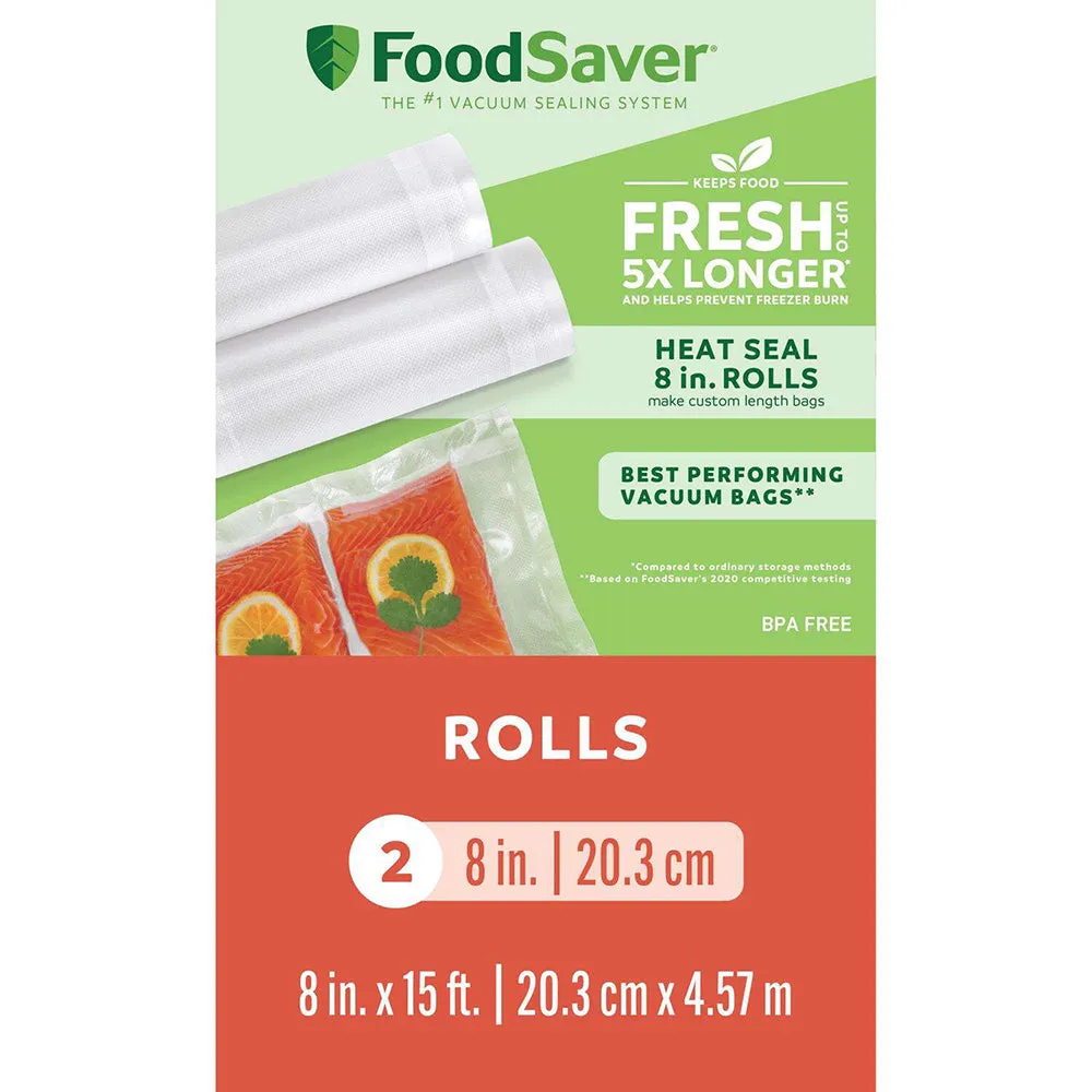 2-Pack 8"x15' Clear Vacuum Sealer Rolls 2185571