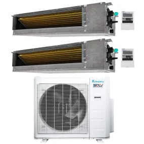 2-Zone Klimaire 21 SEER2 Multi Split Ducted Air Conditioner Heat Pump System 12 18