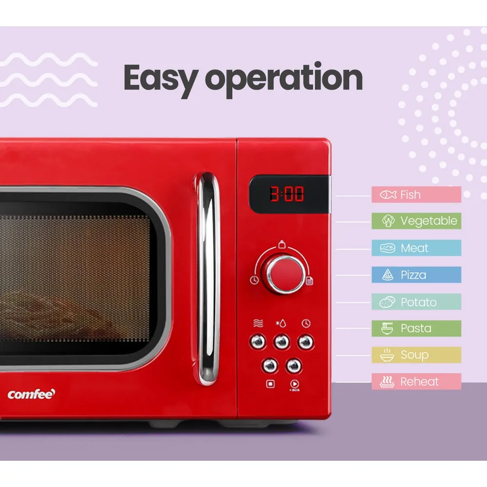 20L Retro Microwave Oven 800W with Timer, Presets - Comfee