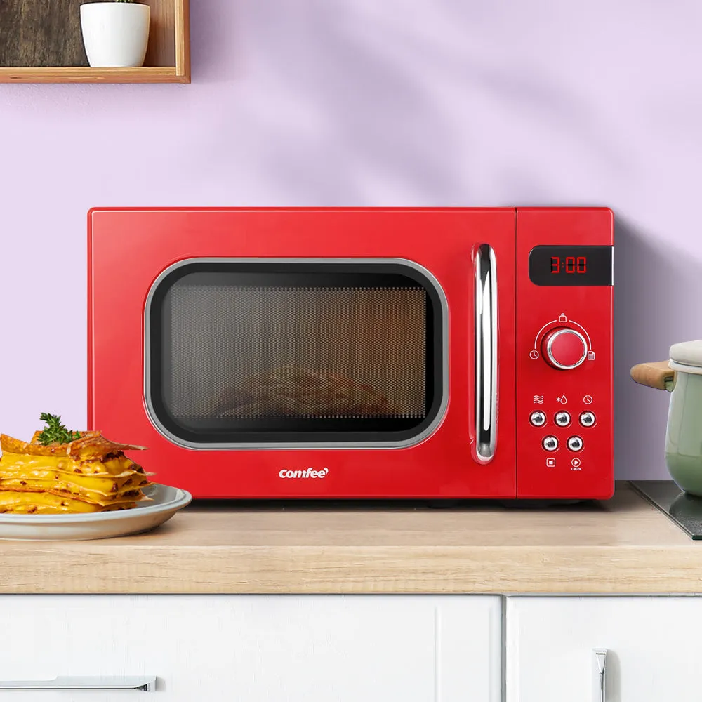 20L Retro Microwave Oven 800W with Timer, Presets - Comfee