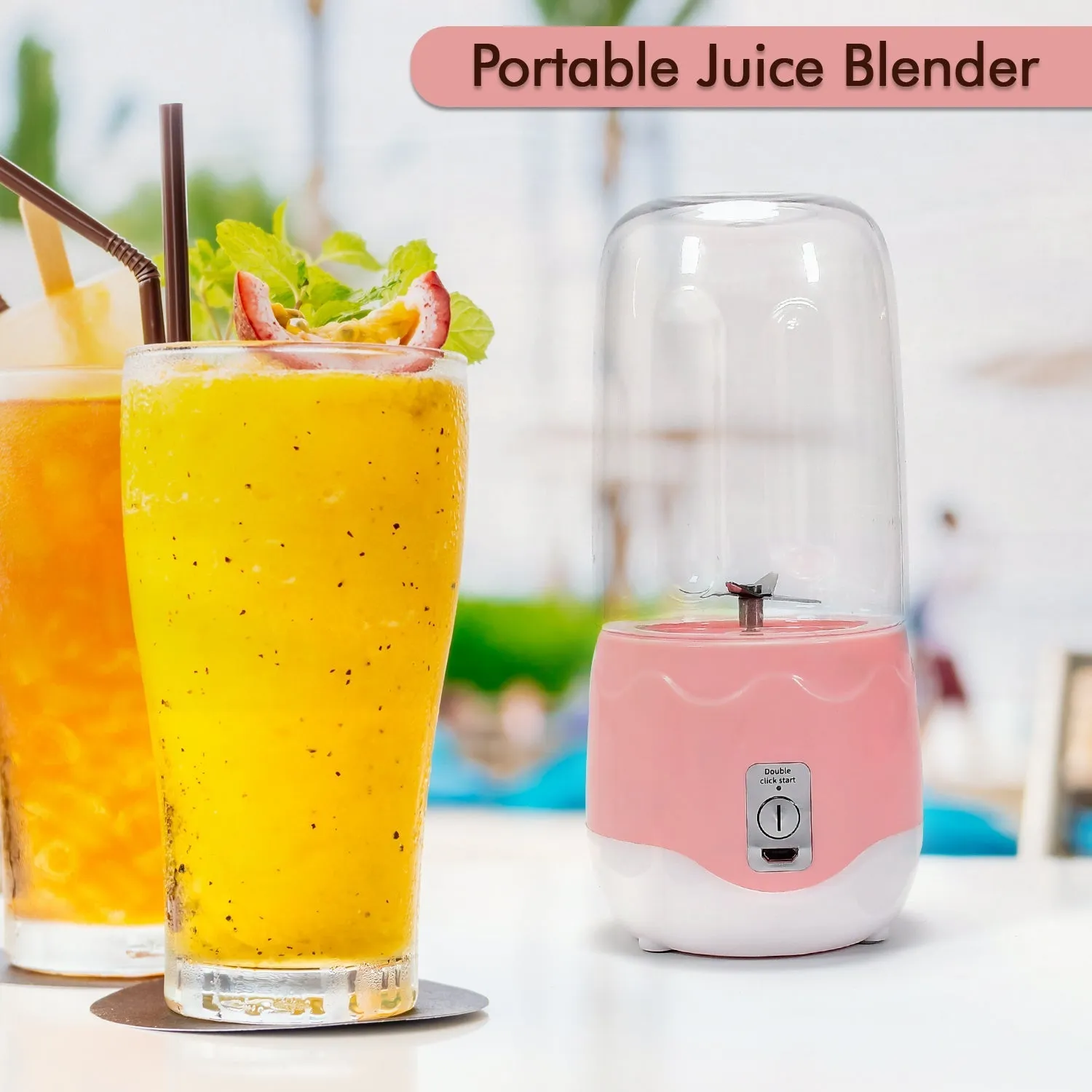 2260 Portable Blender, Personal Blender Juicer Cup, Mini Handheld Blender with 4 Blades, Mixer for Fruit Shakes and Smoothies, Portable Juicer (Multicolor)