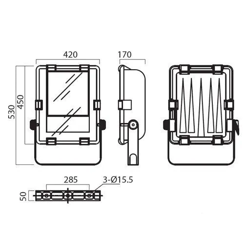 250 Watt SON IP65 PBT Floodlight with Lamp