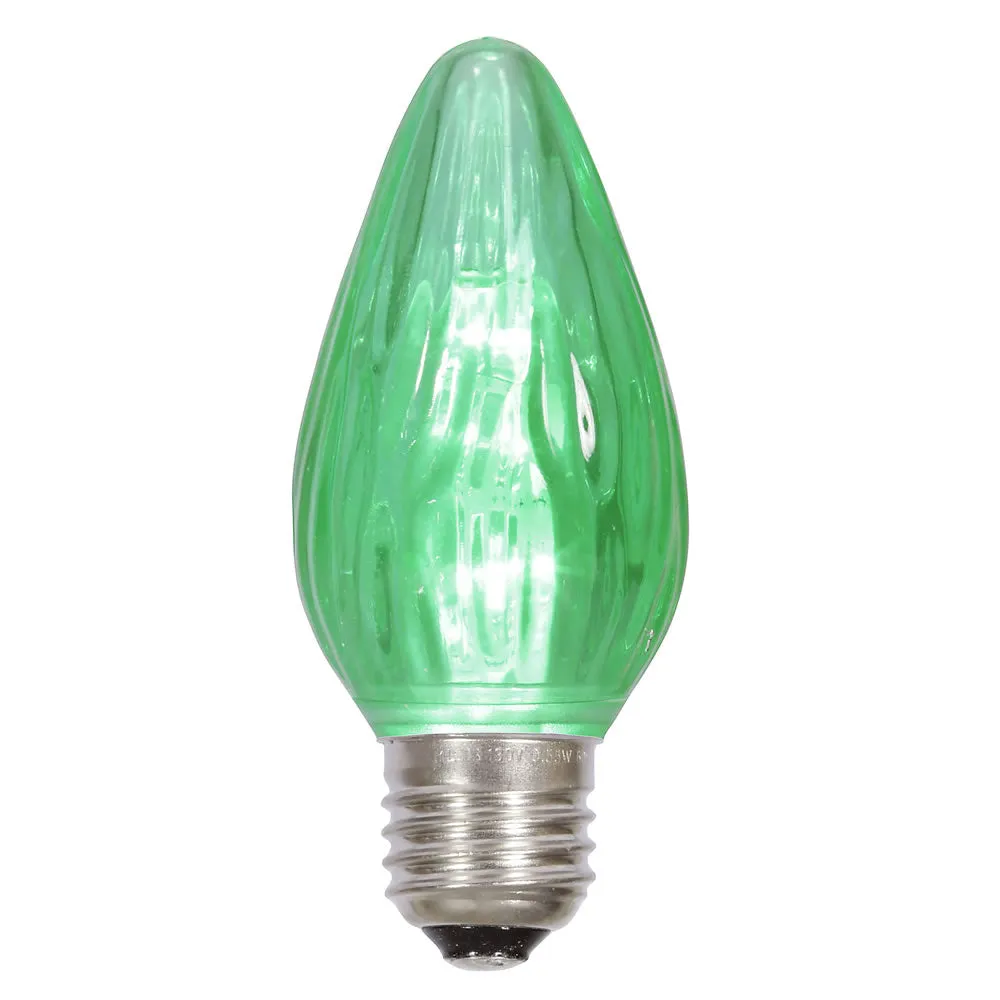 25PK - F15 Green Plastic Flame LED E26 base 0.96W