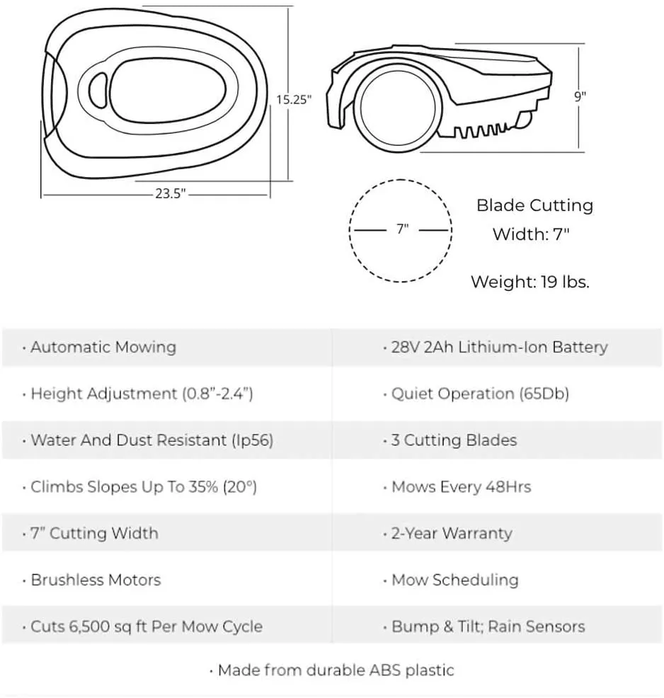 28V Robotic Lawnmower