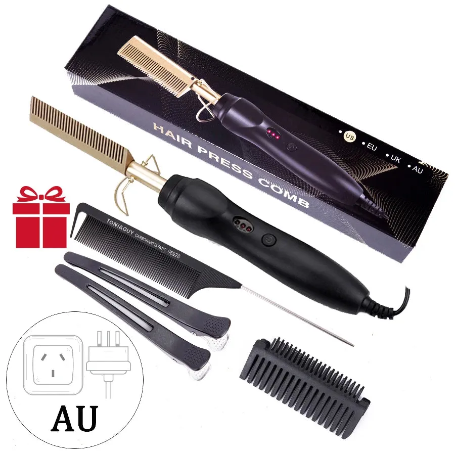 3 in 1 Hot Comb Straightener Electric Hair Straightener Hair Curler Wet Dry Use Hair Flat Irons Hot Heating Comb For Hair