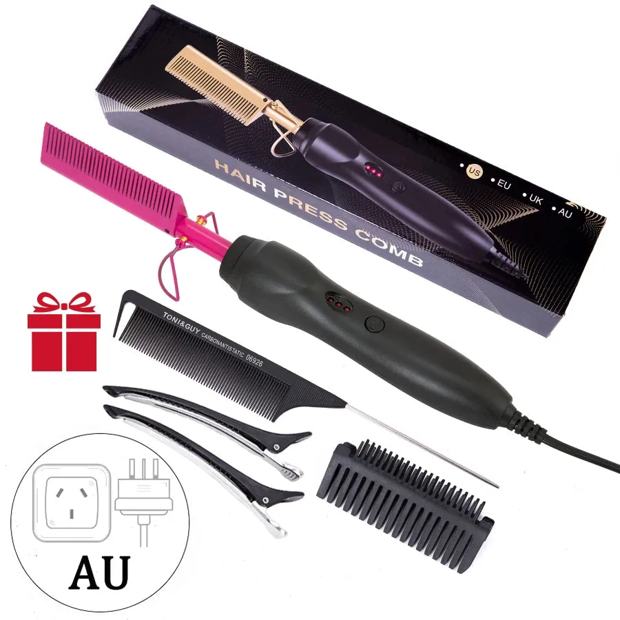 3 in 1 Hot Comb Straightener Electric Hair Straightener Hair Curler Wet Dry Use Hair Flat Irons Hot Heating Comb For Hair