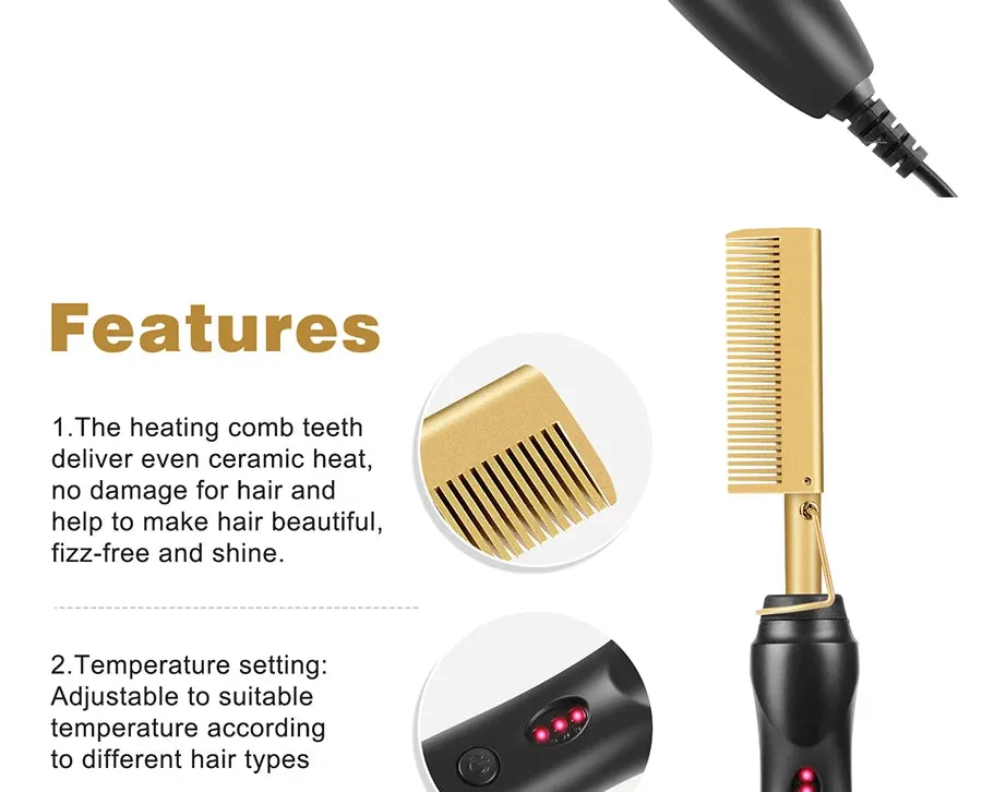 3 in 1 Hot Comb Straightener Electric Hair Straightener Hair Curler Wet Dry Use Hair Flat Irons Hot Heating Comb For Hair