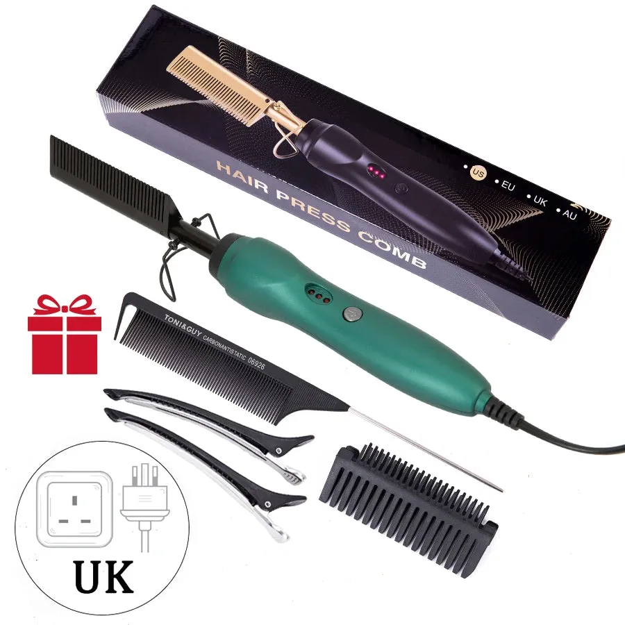 3 in 1 Hot Comb Straightener Electric Hair Straightener Hair Curler Wet Dry Use Hair Flat Irons Hot Heating Comb For Hair