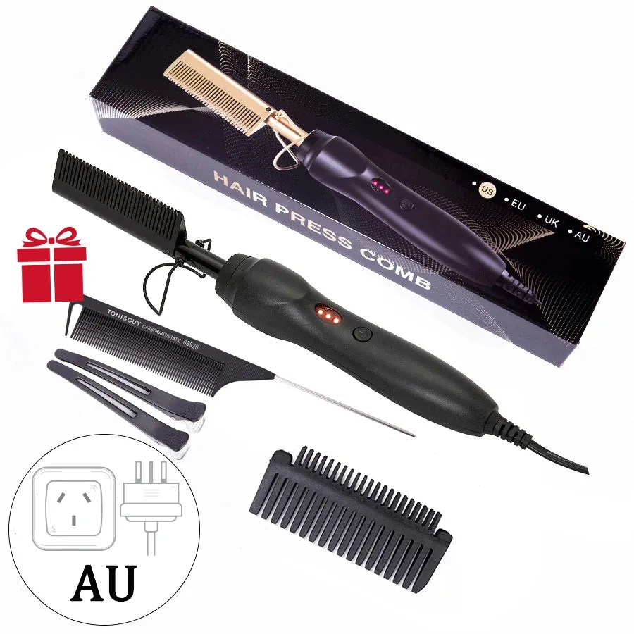 3 in 1 Hot Comb Straightener Electric Hair Straightener Hair Curler Wet Dry Use Hair Flat Irons Hot Heating Comb For Hair