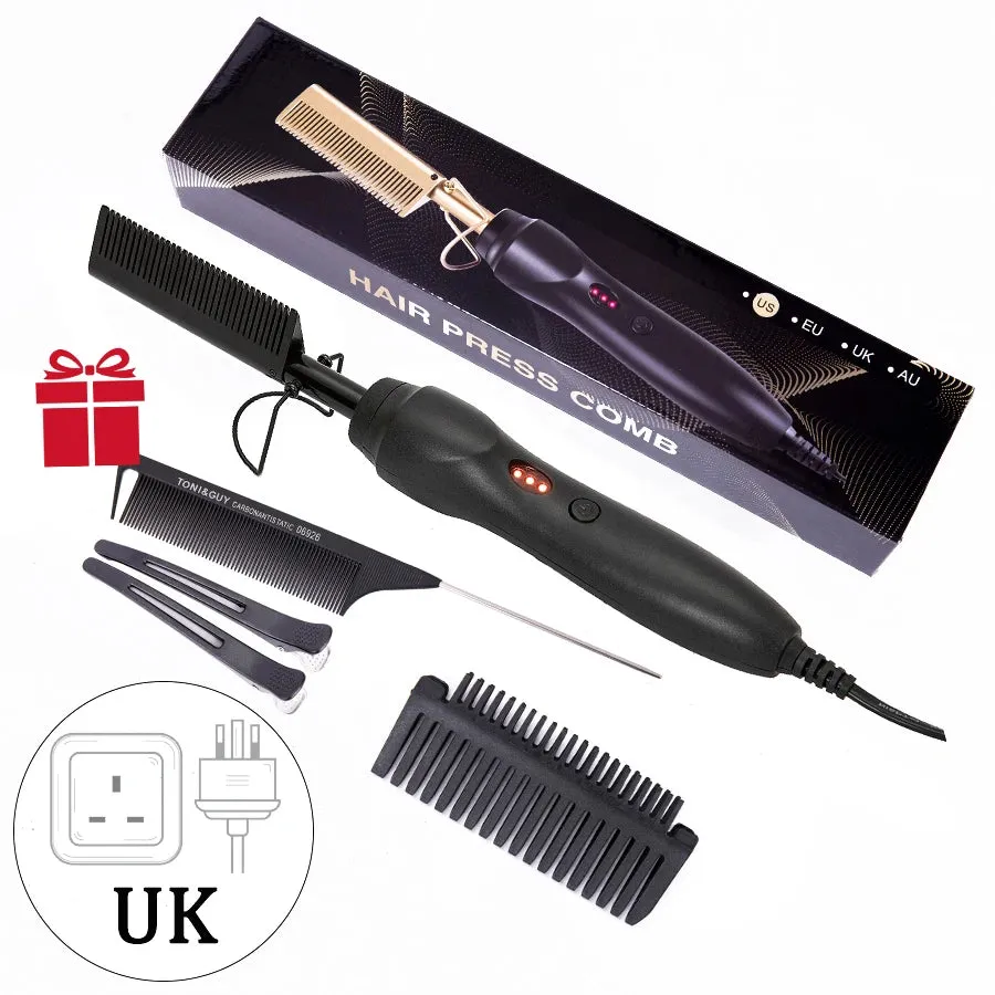 3 in 1 Hot Comb Straightener Electric Hair Straightener Hair Curler Wet Dry Use Hair Flat Irons Hot Heating Comb For Hair