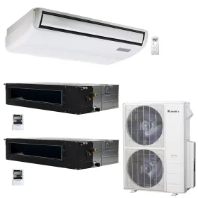 3-Zone Klimaire 20.8 SEER2 Multi Split Ducted Recessed Floor-ceiling Air Conditioner Heat Pump System 12 18 24