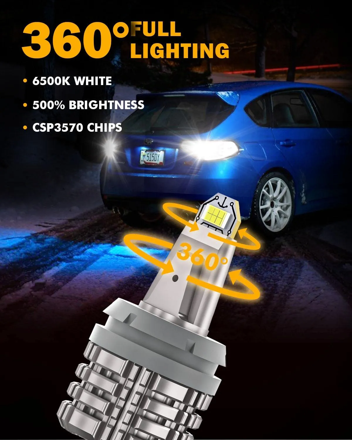 3156 LED Back-up Reverse Light Bulbs 44W 6000LM CAN-Bus Error Free 6500K White B2 Series | 2 Bulbs