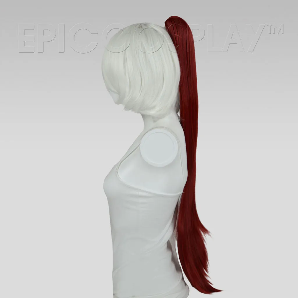 35" Dark Red Straight Ponytail Clipon