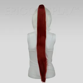 35" Dark Red Straight Ponytail Clipon