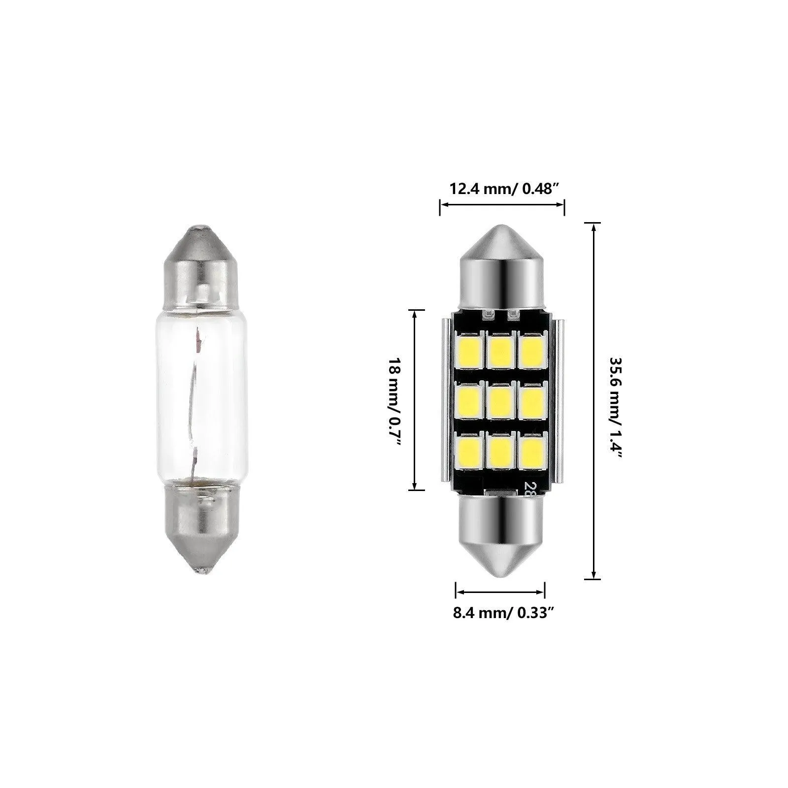 36MM DE3174 1.42" Festoon LED Interior/Dome/Map/License Plate Light Bulbs 2.7W 300LM 6500K White | 2 Bulbs