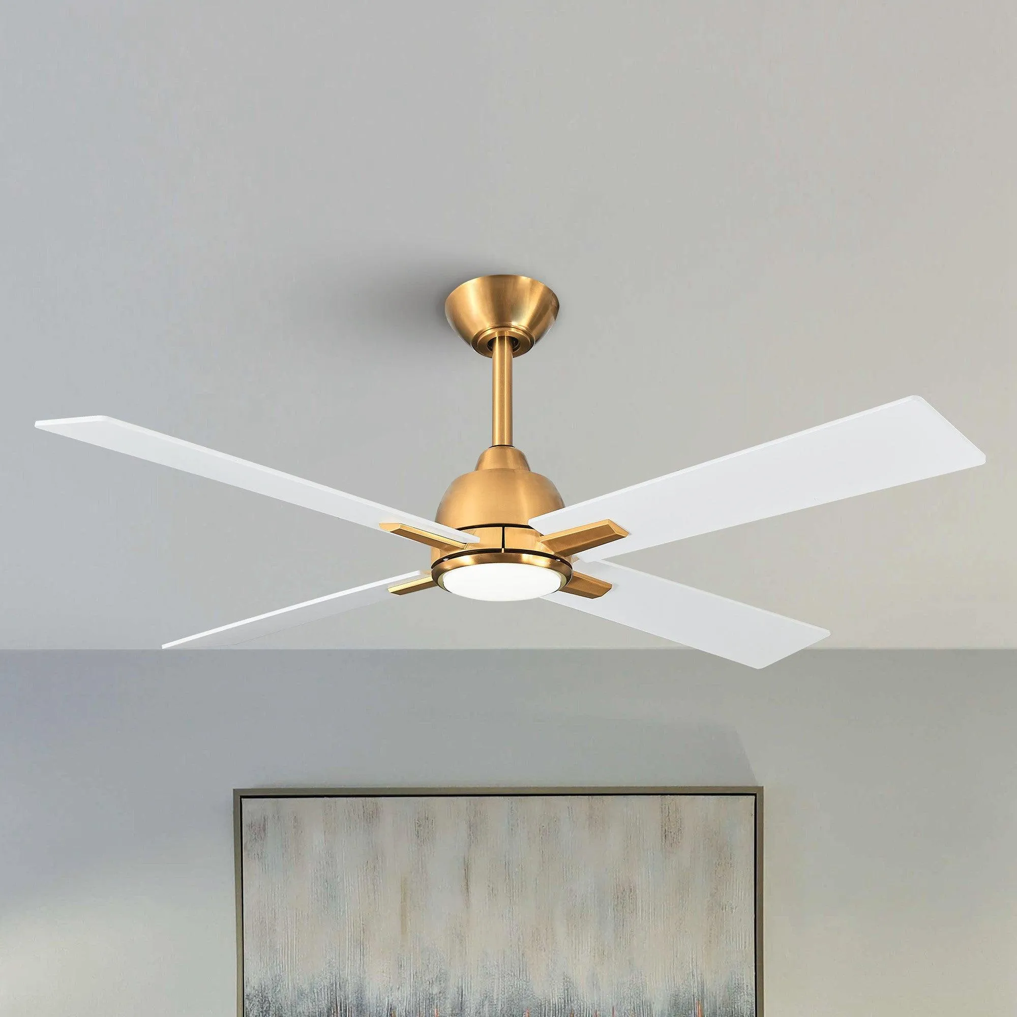 48" Linden DC Motor Downrod Mount Reversible Ceiling Fan with Lighting and Remote Control