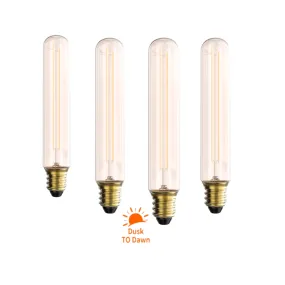 4PACK T185 Dusk to Dawn LED Filament Tubular Bulb 5W Equivalent 60W 2200K Warmwhite