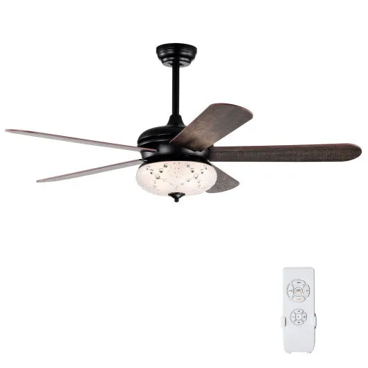 52 Inches Ceiling Fan with Remote Control-Walnut