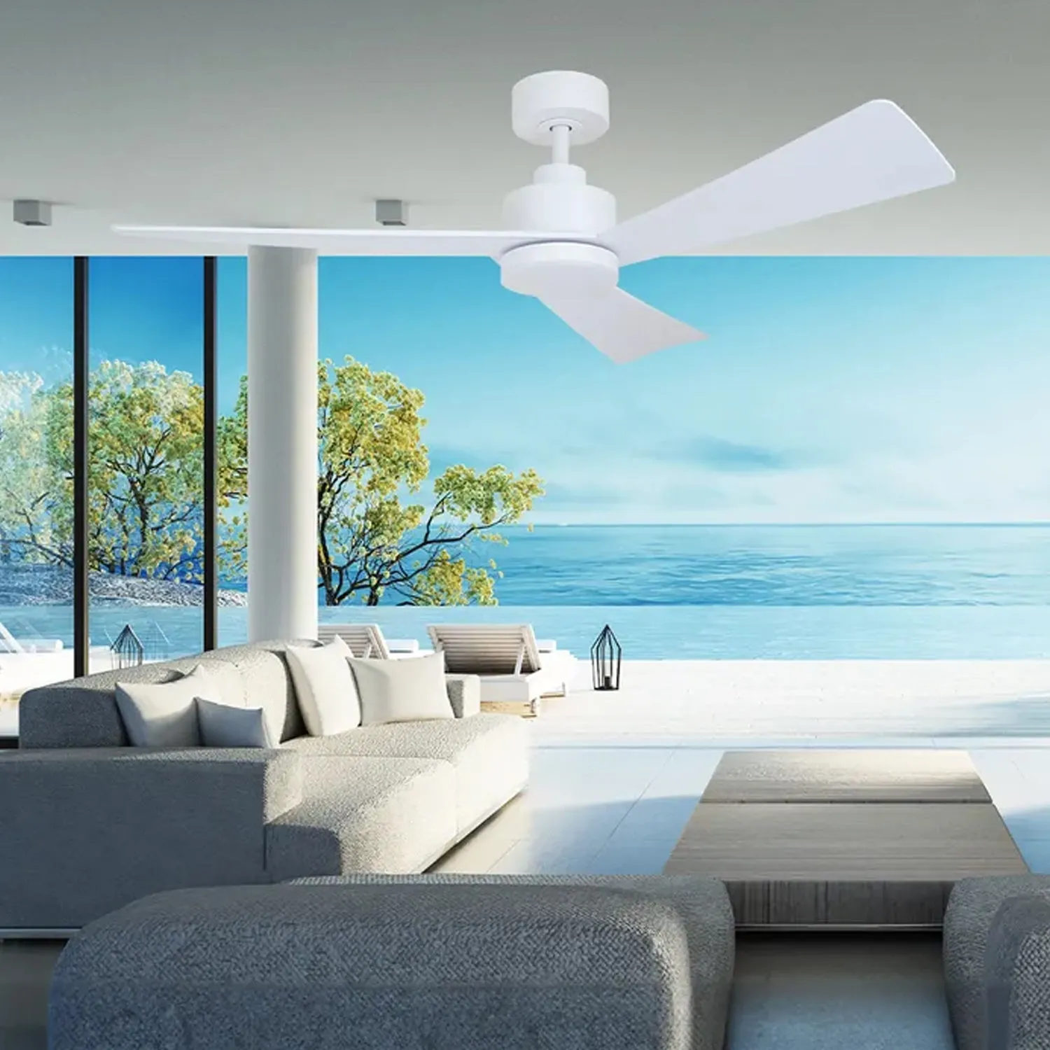 52" Bronte DC Ceiling Fan White, Black, White/Oak, Black/Walnut with Light Vencha Lighting