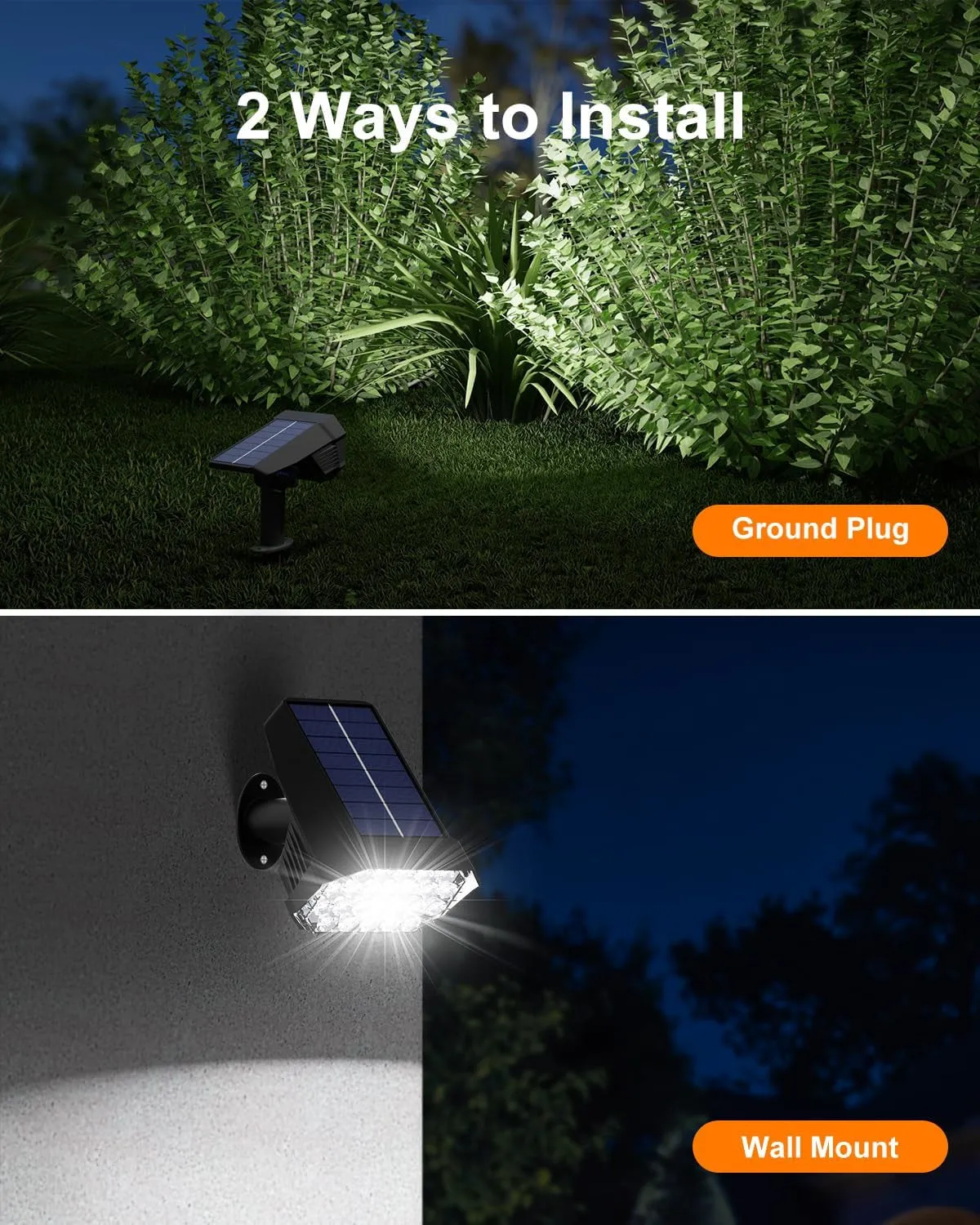 6 Pack Solar Powered Outdoor Spot Lights outside Landscape Waterproof 24 Leds Spotlights Dusk to Dawn for House Yard Tree, Plants, Walls, Path, Garden, Statues, Superior Accent Lighting, 3 Modes