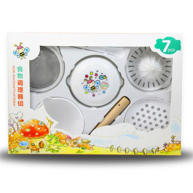 7Pcs/Set Baby Food Grinder 2016 New Design Babies Food Mills Tools For Fruit Prato infantil Robot de cocina Food Press Machine