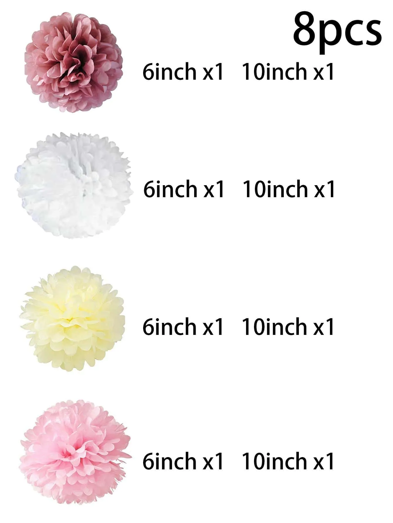 8pcs Paper Party Decoration Set For Bridal Baby Birthday Wedding, Including Pom Poms, Paper Fans And Lanterns In White, Beige And Pink, Suitable For Baby Shower, Wedding, Birthday, Party Decorations