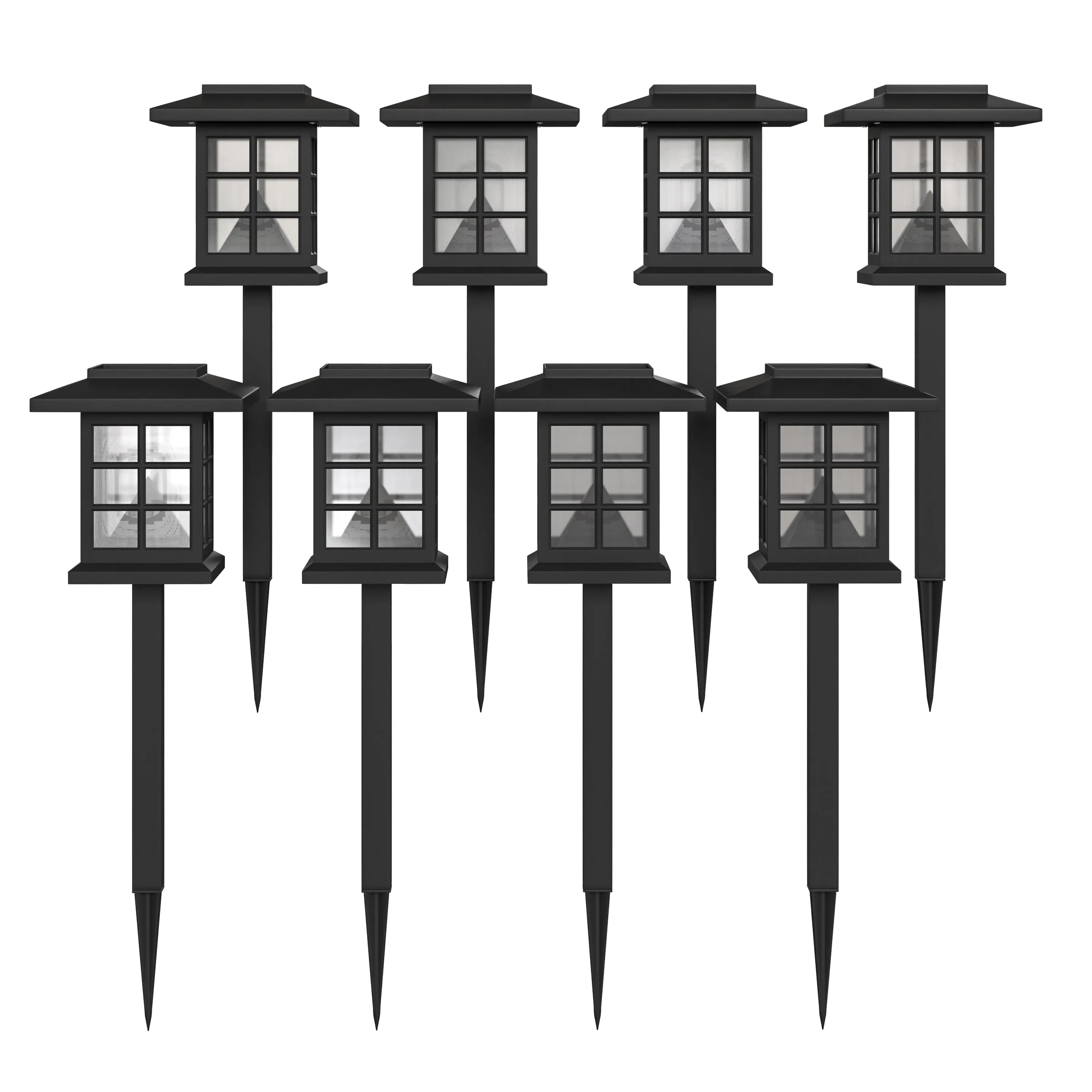 8PK Black Lantern Solar Lights DN-SL106-8-BK-GG