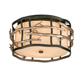 ADIRONDACK 2 LIGHT CEILING MOUNT, GRAPHITE AND SILVER