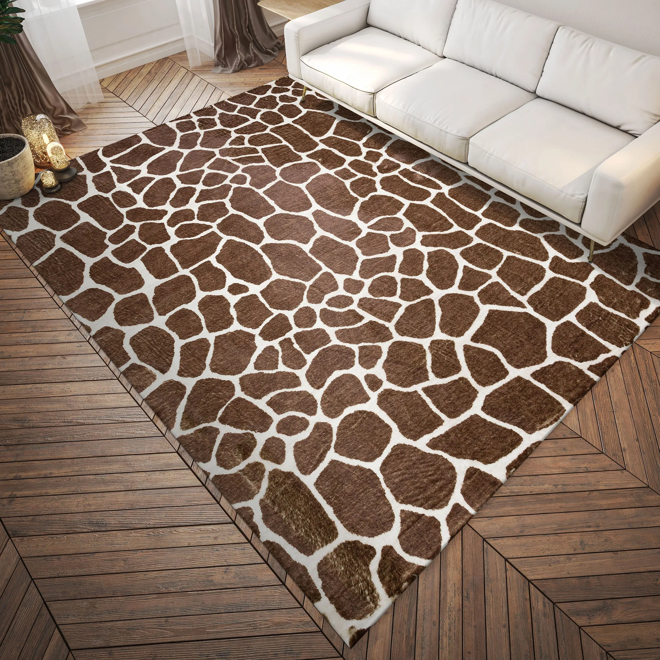 Akina Ultra-Soft 1" Thick Faux Fur Animal Print Rug - Family & Pet Friendly, Easy to Clean Design