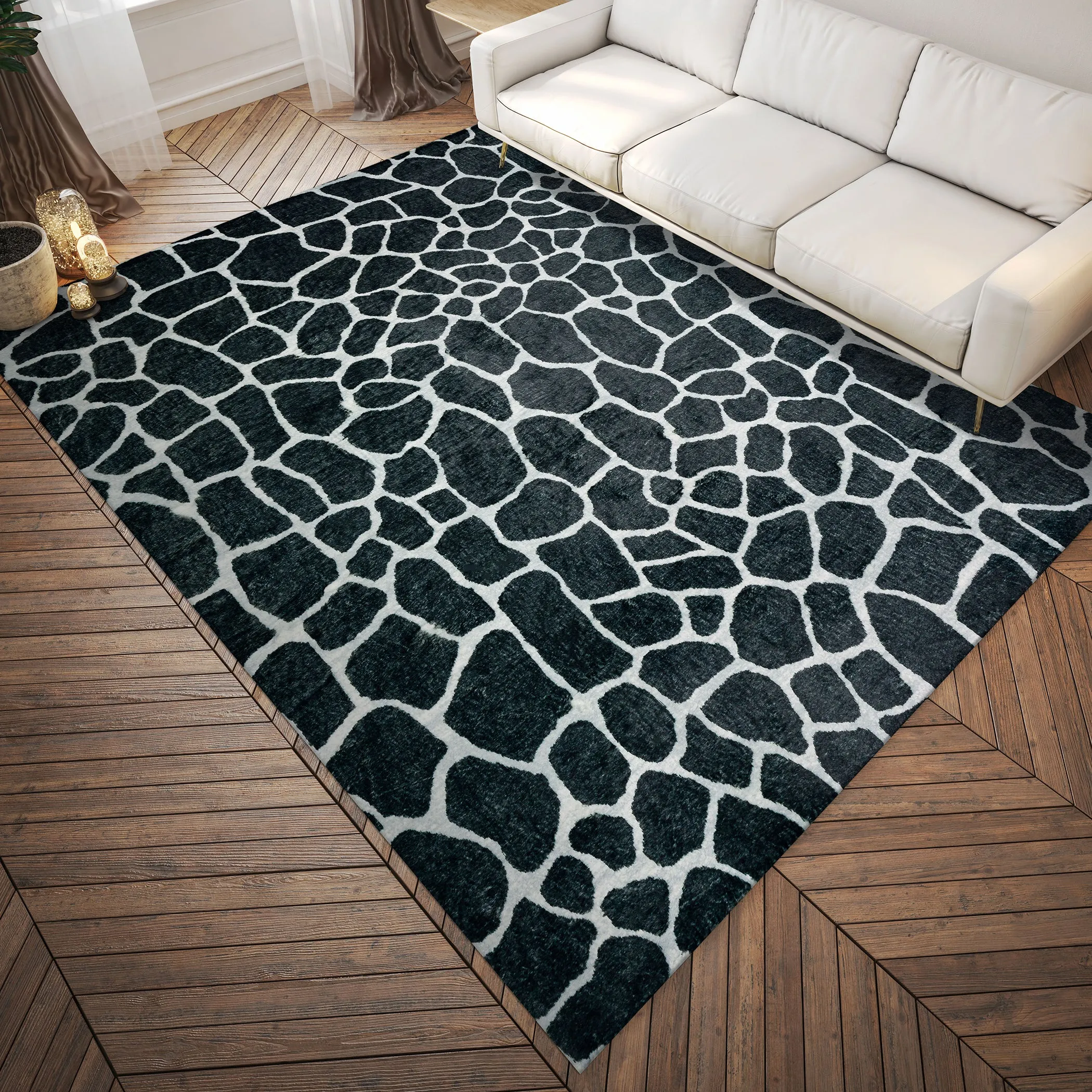 Akina Ultra-Soft 1" Thick Faux Fur Animal Print Rug - Family & Pet Friendly, Easy to Clean Design