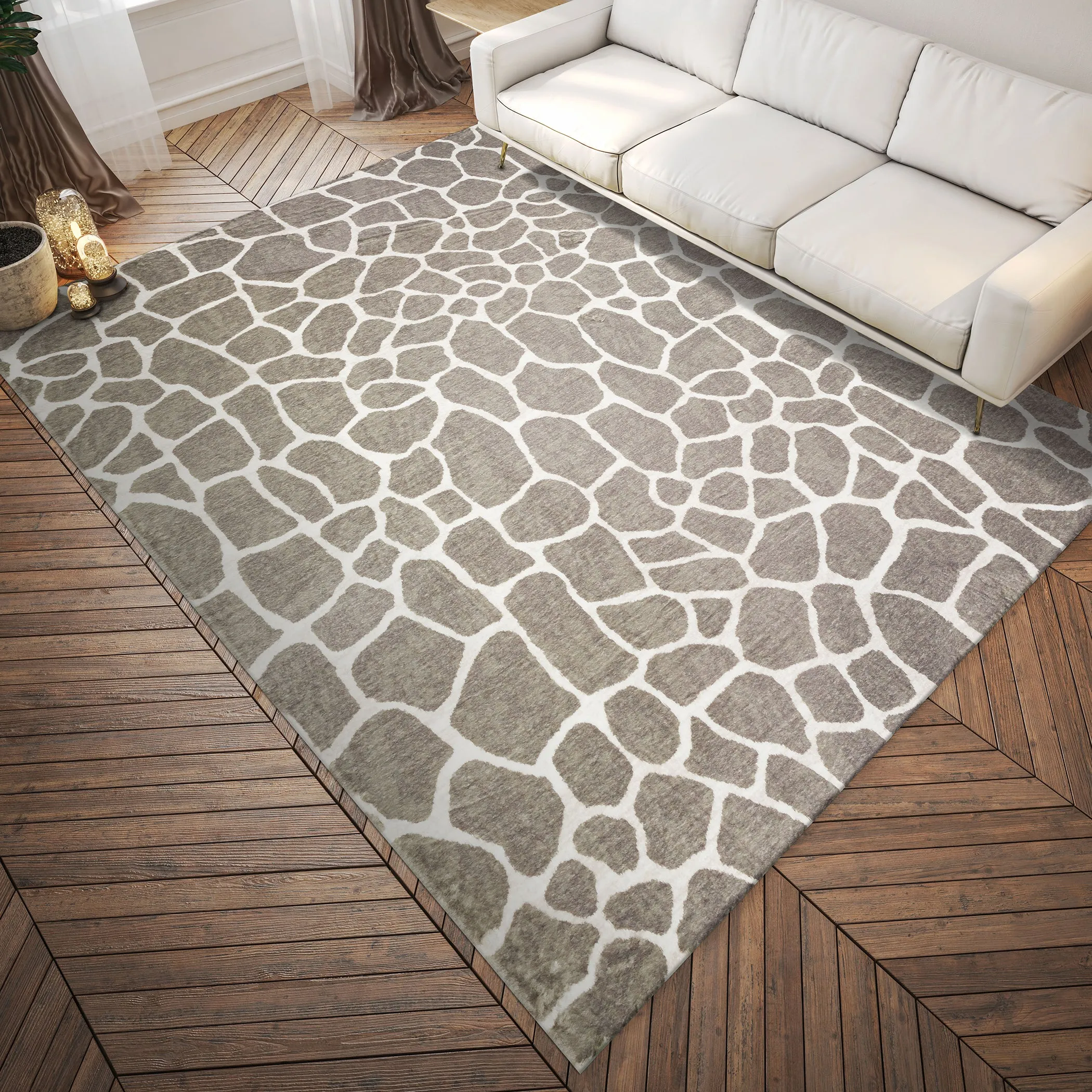 Akina Ultra-Soft 1" Thick Faux Fur Animal Print Rug - Family & Pet Friendly, Easy to Clean Design