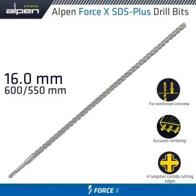 ALPEN FORCE X 16.0 x 600/550  SDS-PLUS DRILL BIT X4 CUTTING EDGES ALP905016