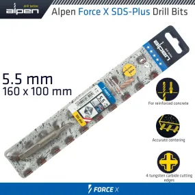 ALPEN FORCE X 5.5 x 160/100 SDS-PLUS DRILL BIT X4 CUTTING EDGES ALP8150055