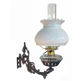 Antique Bracket Lamp, Clear Font- Hobnail Shade