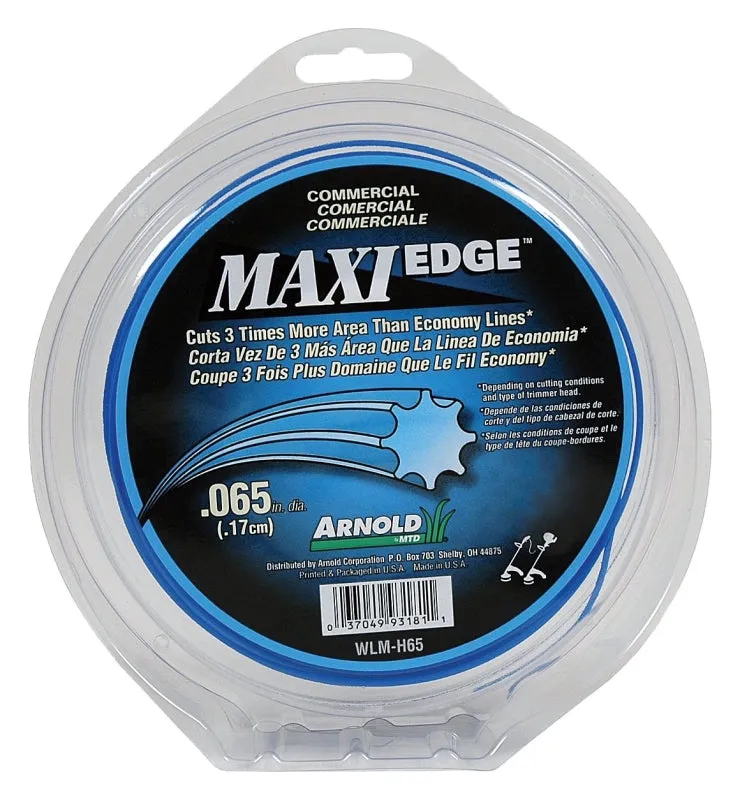 ARNOLD Maxi Edge WLM-H65 Trimmer Line, 0.065 in Dia, 220 ft L, Polymer, Blue :EA: QUANTITY: 1