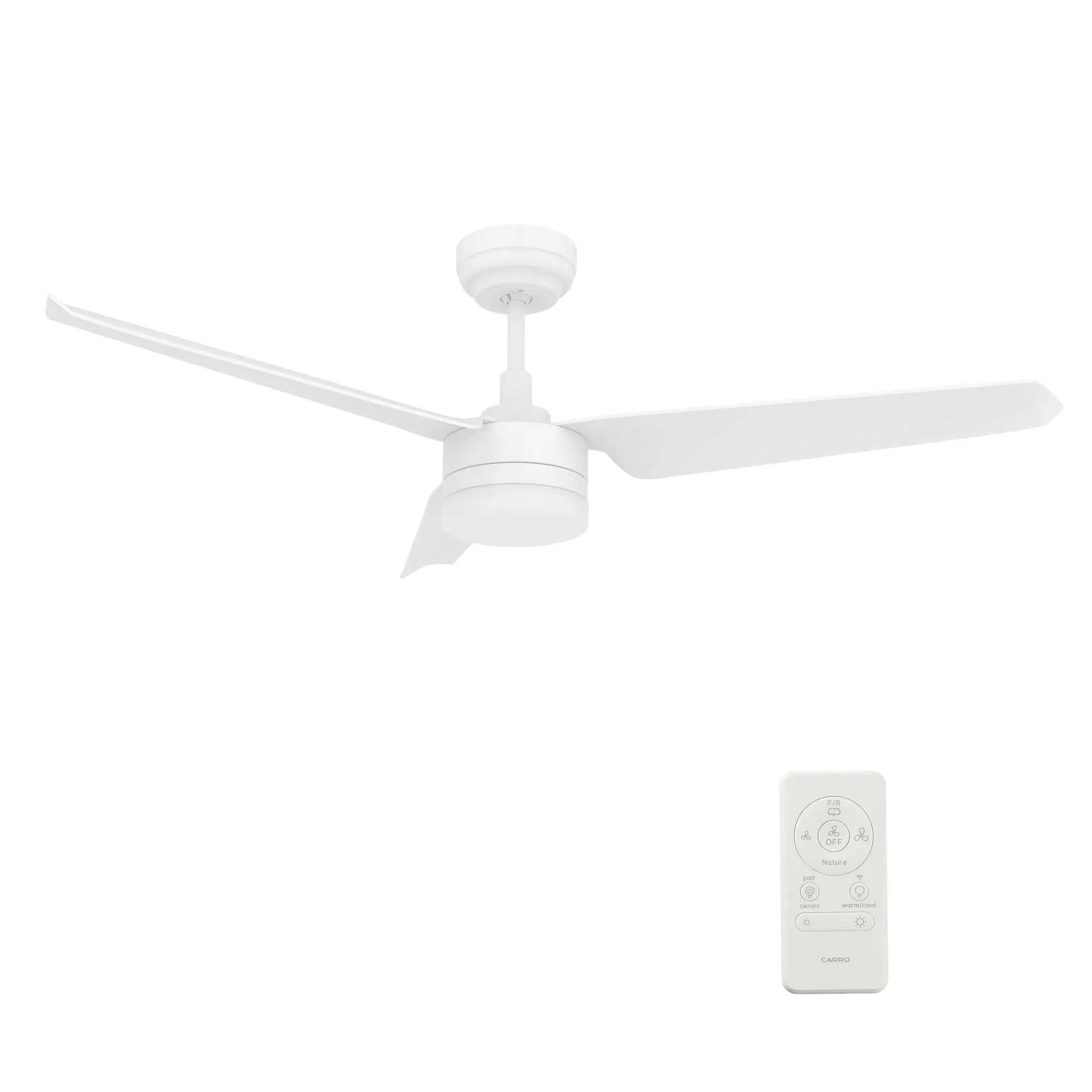 ATTICUS 52 inch 3-Blade Smart Ceiling Fan with LED Light Kit & Remote Control- White/White