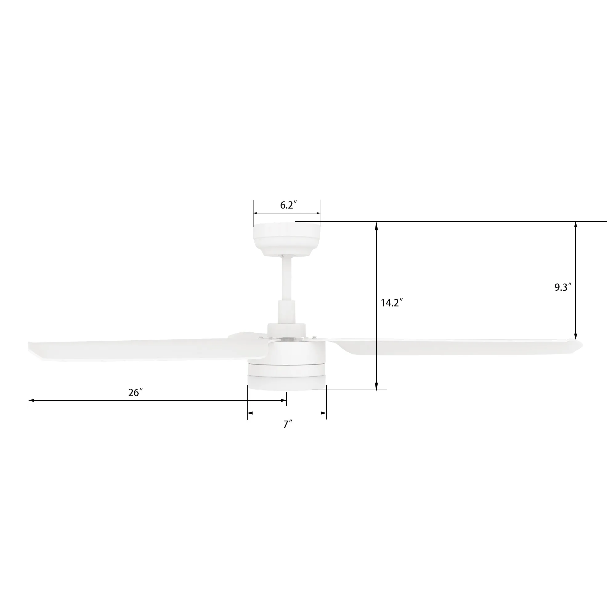 ATTICUS 52 inch 3-Blade Smart Ceiling Fan with LED Light Kit & Remote Control- White/White