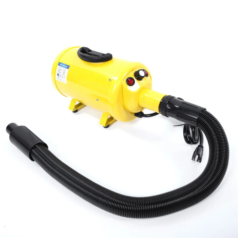 BEESCLOVER 2800W Pet Hair Dryer Frequency Conversion Blower for Dog Yellow