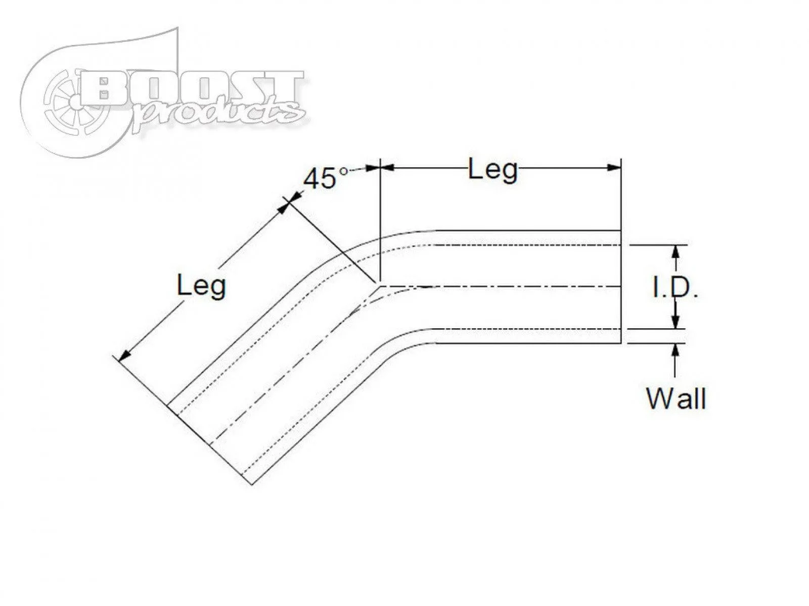 BOOST Products Silicone Elbow 45 Degrees, 54mm (2-1/8") ID, Black