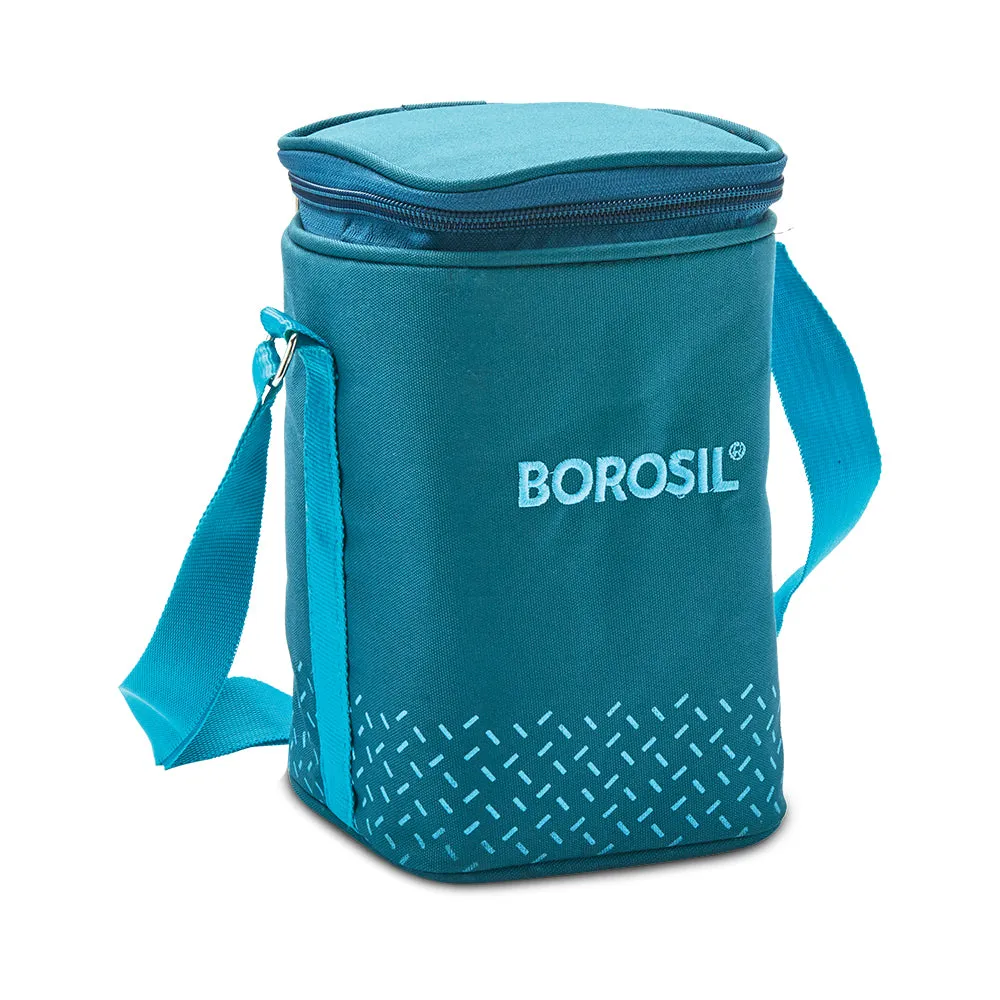 Borosil Teal Glass Lunchbox, Square x 3