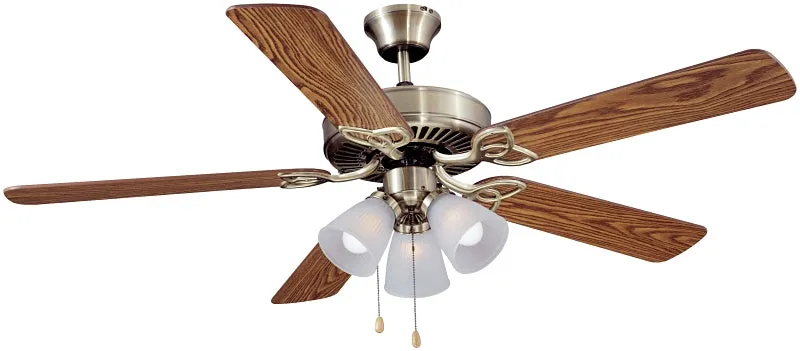 Boston Harbor Ceiling Fan, 3-Speed, 5-Blade, Oak or Walnut, 52 in Sweep :EA: QUANTITY: 1